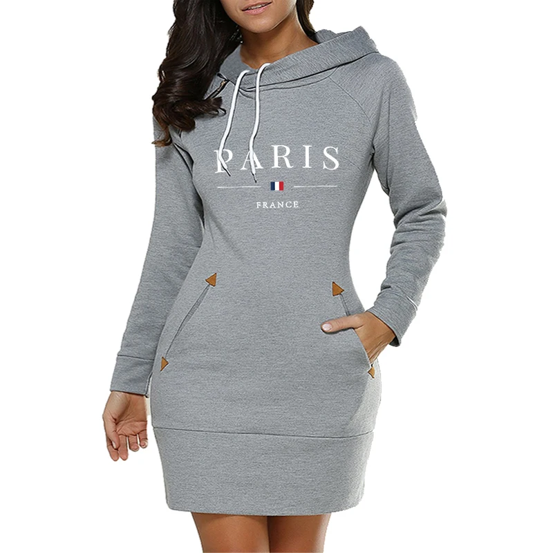 Paris Print Hooded Dress Top 1