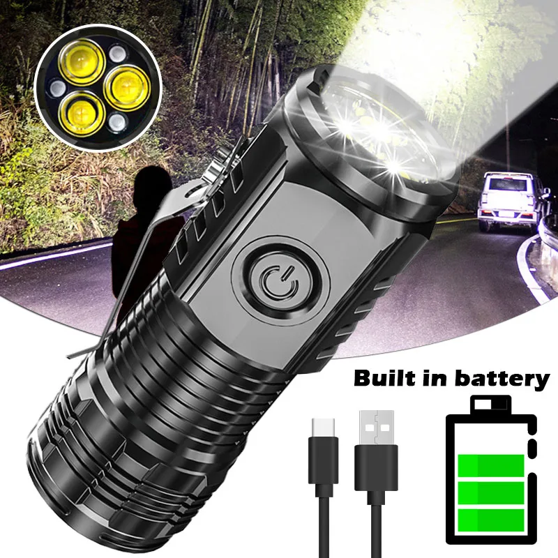 Rechargeable Mini Steel Canon LED Flashlight Powerful ABS Waterproof Flashlight Builtin Battery