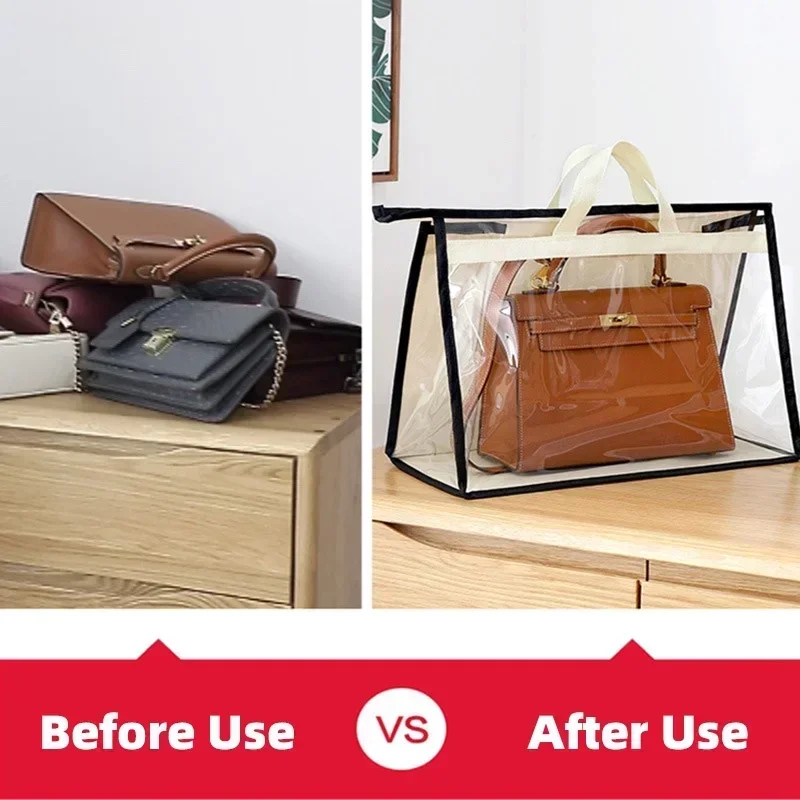 Moistureproof Dust-proof Wardrobe Closet Hanging Storage Bag Transparent Sundry Shoe Purse Organizer Handbag