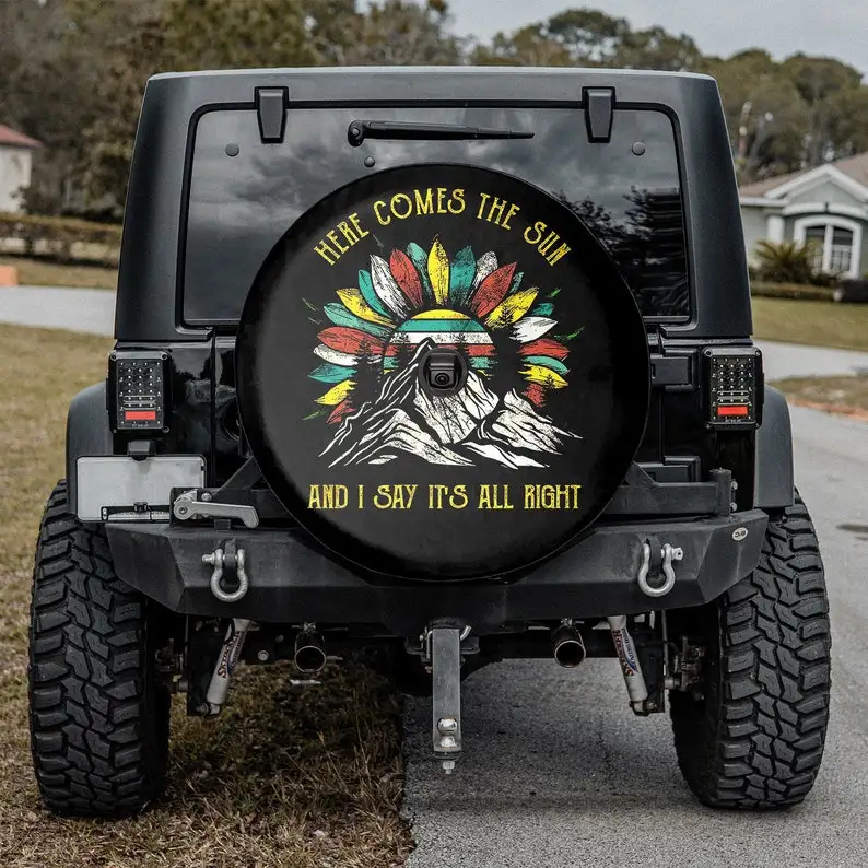 

Mountain Sunflower - Here Comes The Sun Car decor, gifts For her, Car Wrap, Car Accessories, Spare Tire Cover, Valentine gifts