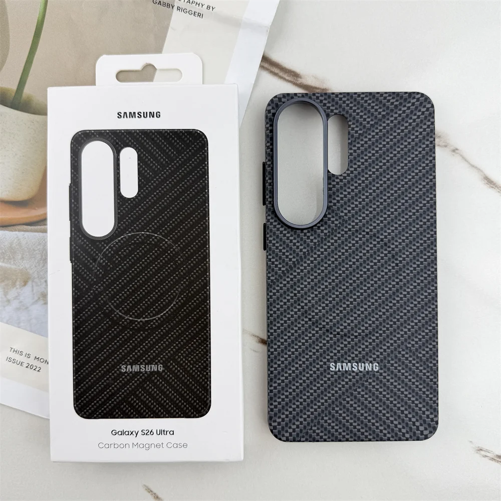 Ultra Thin Carbon Fiber Texture Magnetic Case with Alloy Lens Protection