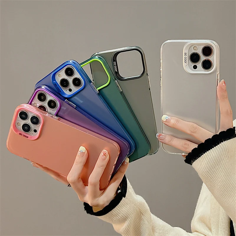 Luxus matte Aurora Laser Handy hülle für iPhone 15 14 plus 13 Mini 12 11 Pro Max stoß feste durchscheinende Schutz Stoßstangen abdeckung – Detail 8
