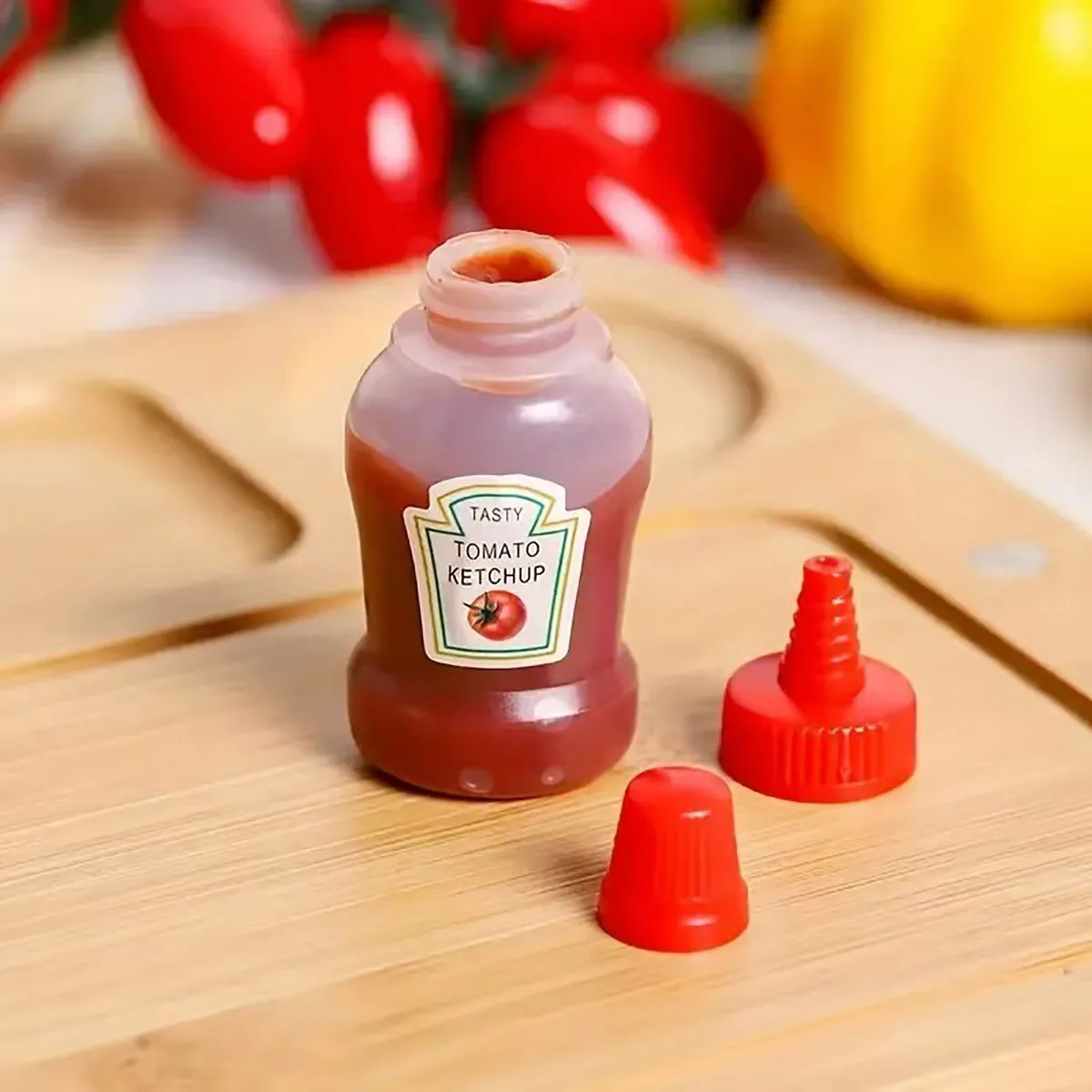 Seasoning squeeze bottle 4-piece mini tomato sauce 25ml plastic portable container for adults offices