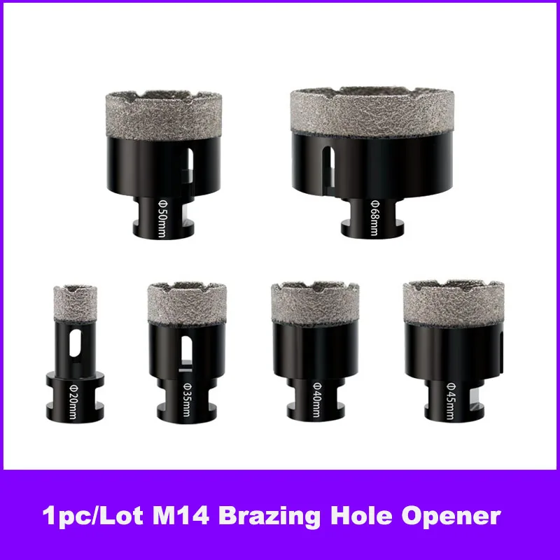 

1pc/Lot M14 Brazing Hole Opener Glass Ceramic Tile Marble Hole Drill Diamond Tool 20mm 35mm 40mm 45mm 50mm 68mm