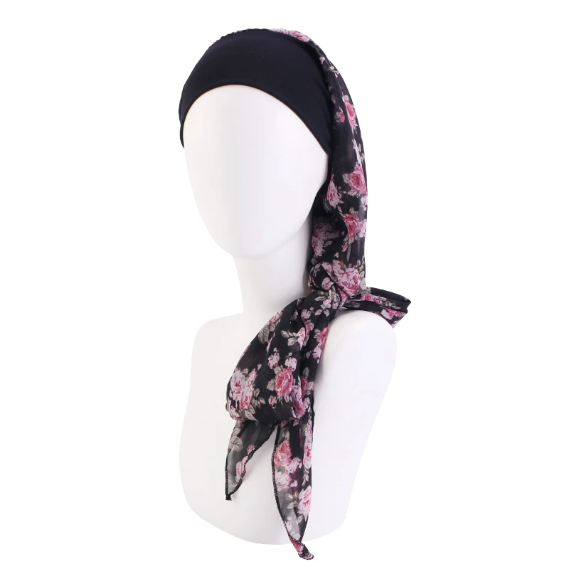Neue vorgebundene Chemo-Kopfbedeckung für Damen, Turban, Beanie, Chiffon-Band, langes Haar, Kopftuch, Kopfbedeckung, Krebs-Hüte, Bandana für Haarausfall – Detail 13