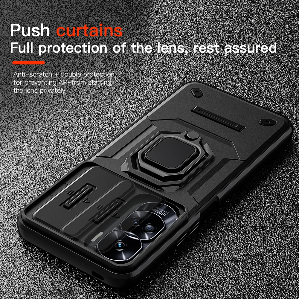 KEYSION Shockproof Phone Case with Slide Camera Lens Protection