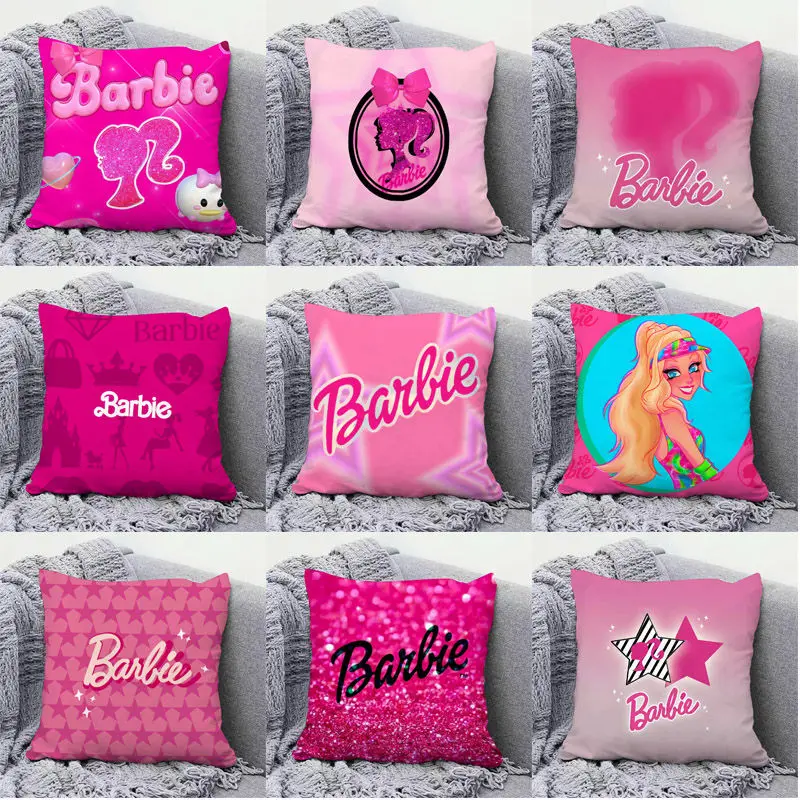 

New Barbie Pillow Kawaii Pink Sofa Pillow Cute Dopamine Soft Car Cushion Cartoon Girl Office Nap Pillow Room Decoration