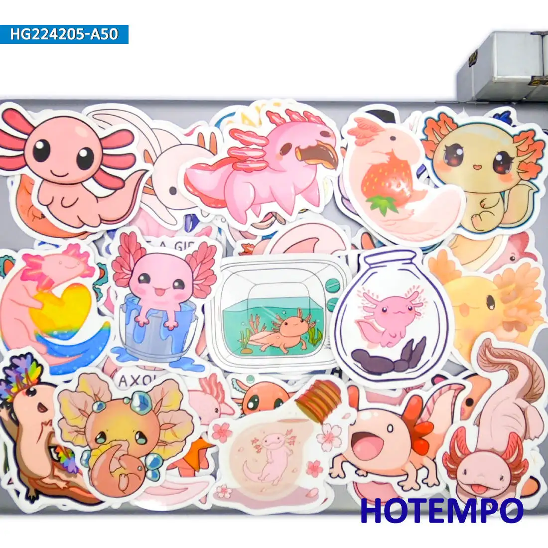 20/30/50 Stück, Lustige Axolotl Abziehbilder, Niedliche Karikatur, Tieraufkleber, für Sammelalbum, Gepäck, Motorrad, Auto, Fahrrad, Telefon, Gitarre, Laptop-Aufkleber – Detail 11