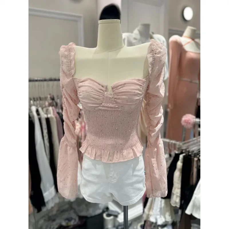 Shirred Cuff Stretch Top - Classic Fleur