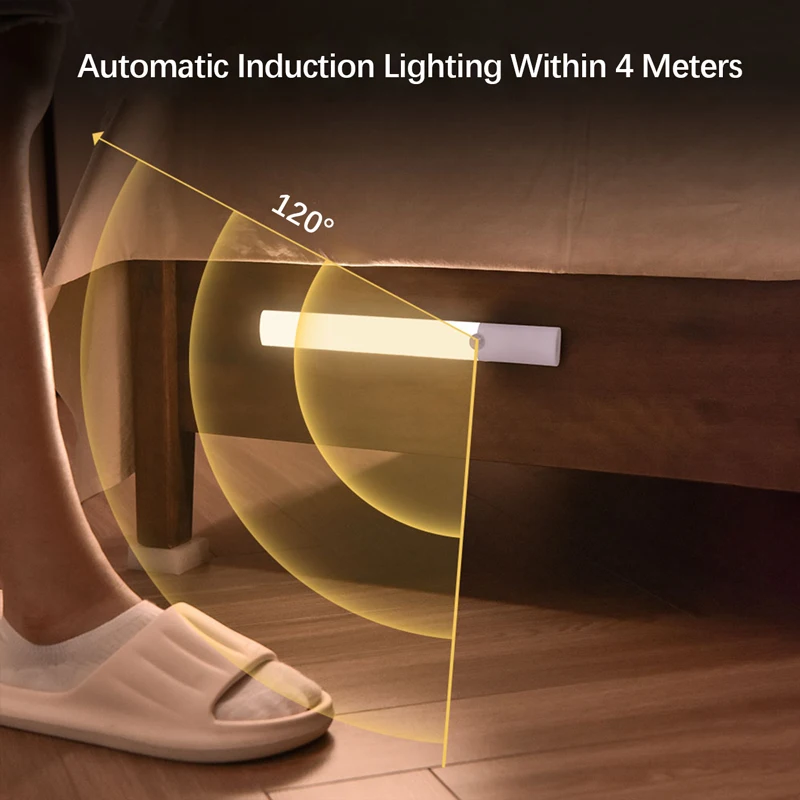 أضواء خزانة مضيئة قابلة لإعادة الشحن ، 3 ألوان مست...