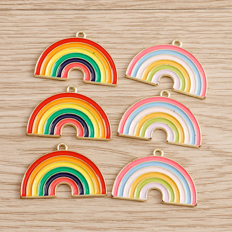 10 stücke 30x19mm bunte Emaille Regenbogen Charms Anhänger für Schmuck Herstellung Ohrringe Halskette DIY handgemachte Schlüssel anhänger Bastel bedarf