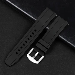 Enhanced Silicone Sport Watch Band - Waterproof Rubber Strap, Universal 20mm & 22mm Wristband Bracelet - 22mm (Black)