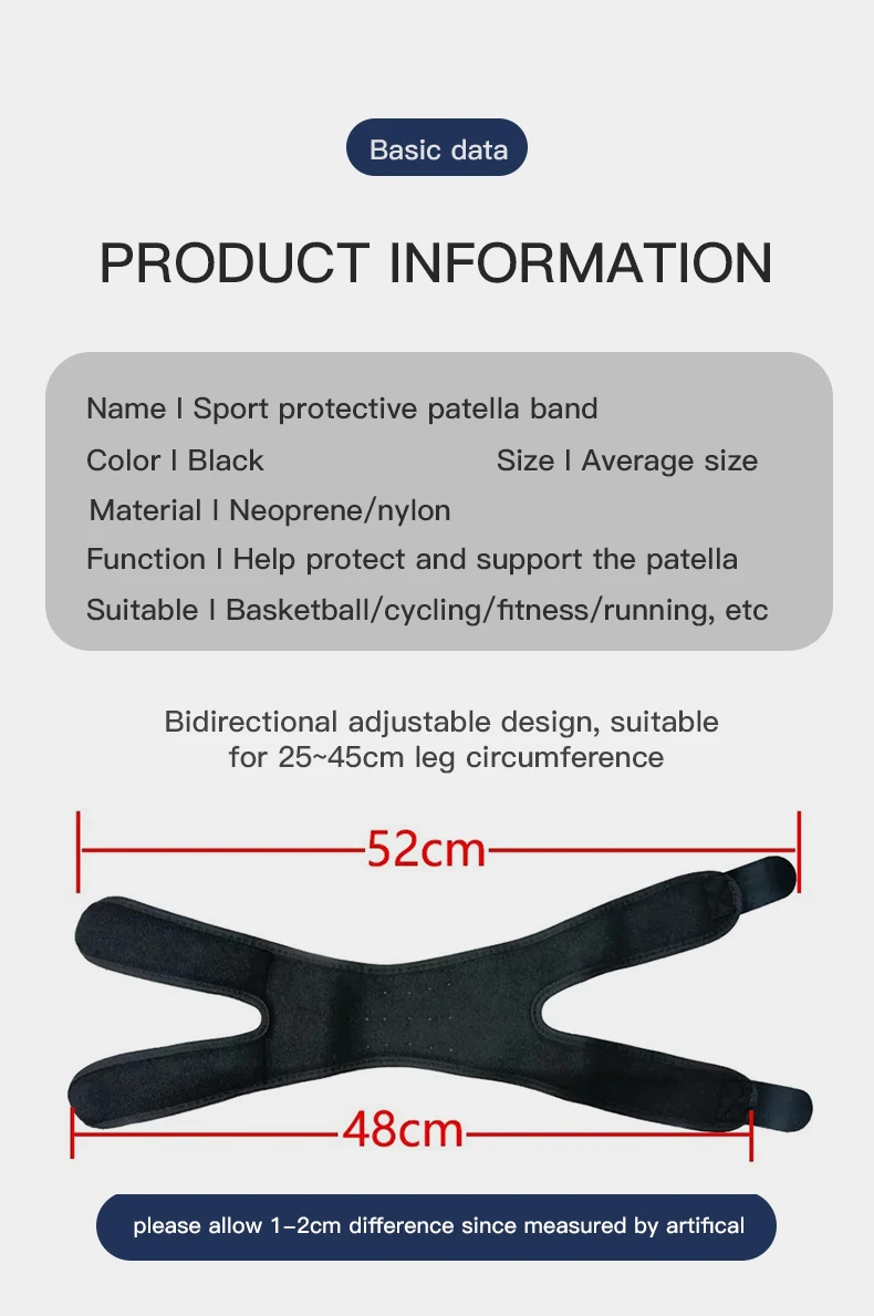 Unter Druck stehende, elastische Kniebandage aus 100% Baumwolle zur Unterstützung beim Sport.