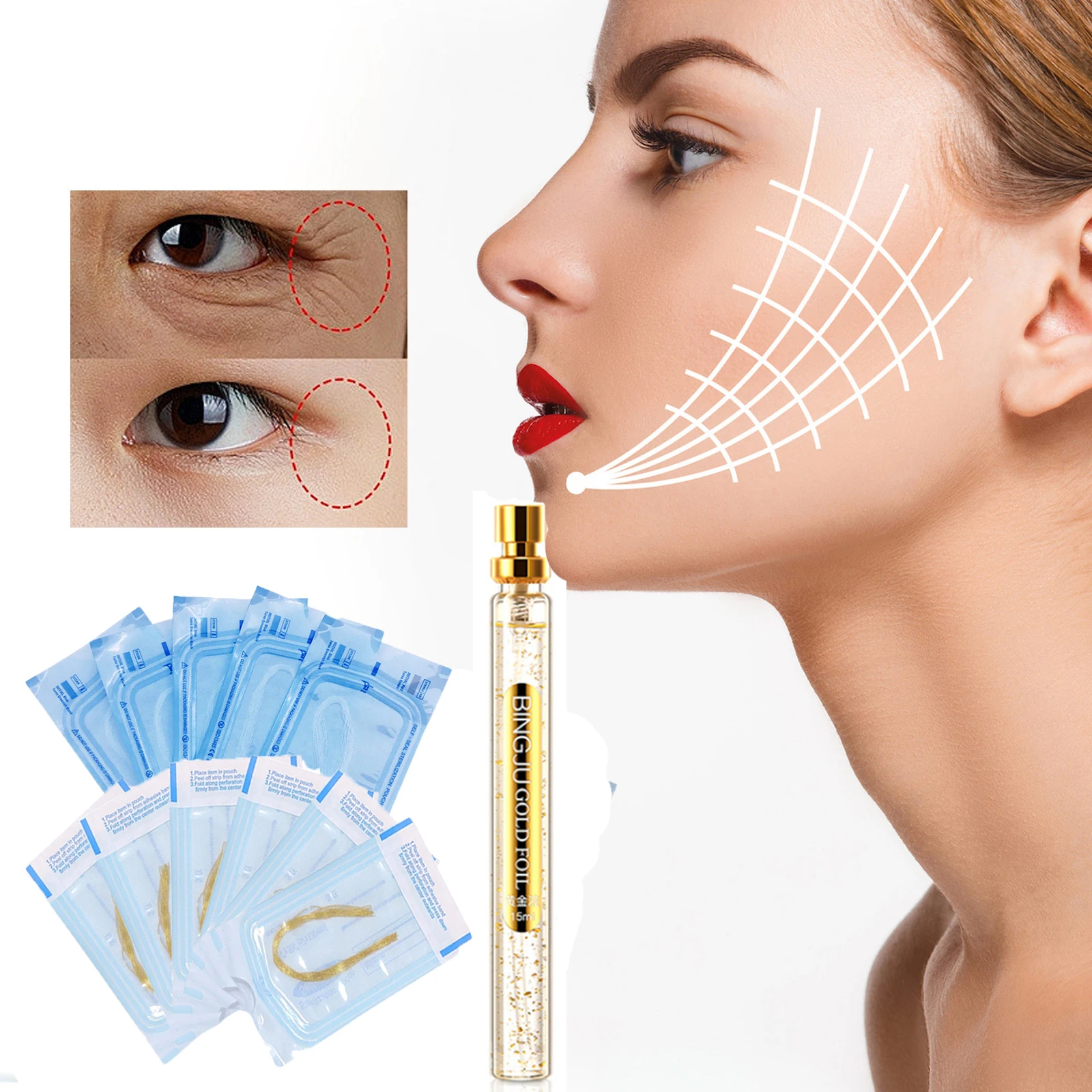 

Radar Protein Silk Line No Needle Facial Lifting Absorbable Gold Thread Magic Carving Protein Thread Face Tighten Based Lifting