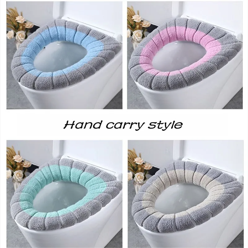 Comfortable Velvet Coral Bathroom Toilet Seat Cover Winter Toilet Cover Household Closestool Mat Seat Case Lid