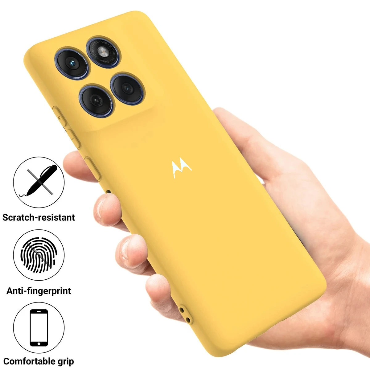 Silicone Skin Feel Phone Case with M Logo and Lanyard Attachment