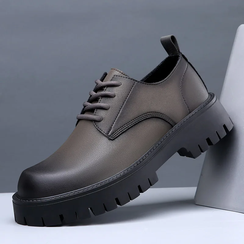 Formal Business Leather Shoes Trend All Match Thick Sole Casual Shoes Wear Resistant Men's Casual Fashion leather shoes