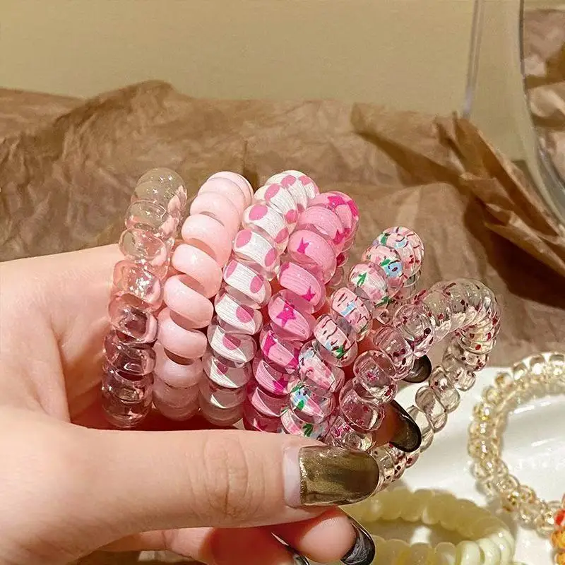 Colorful Spiral Hair Ties - Set of 6 Elastic Hair Rings