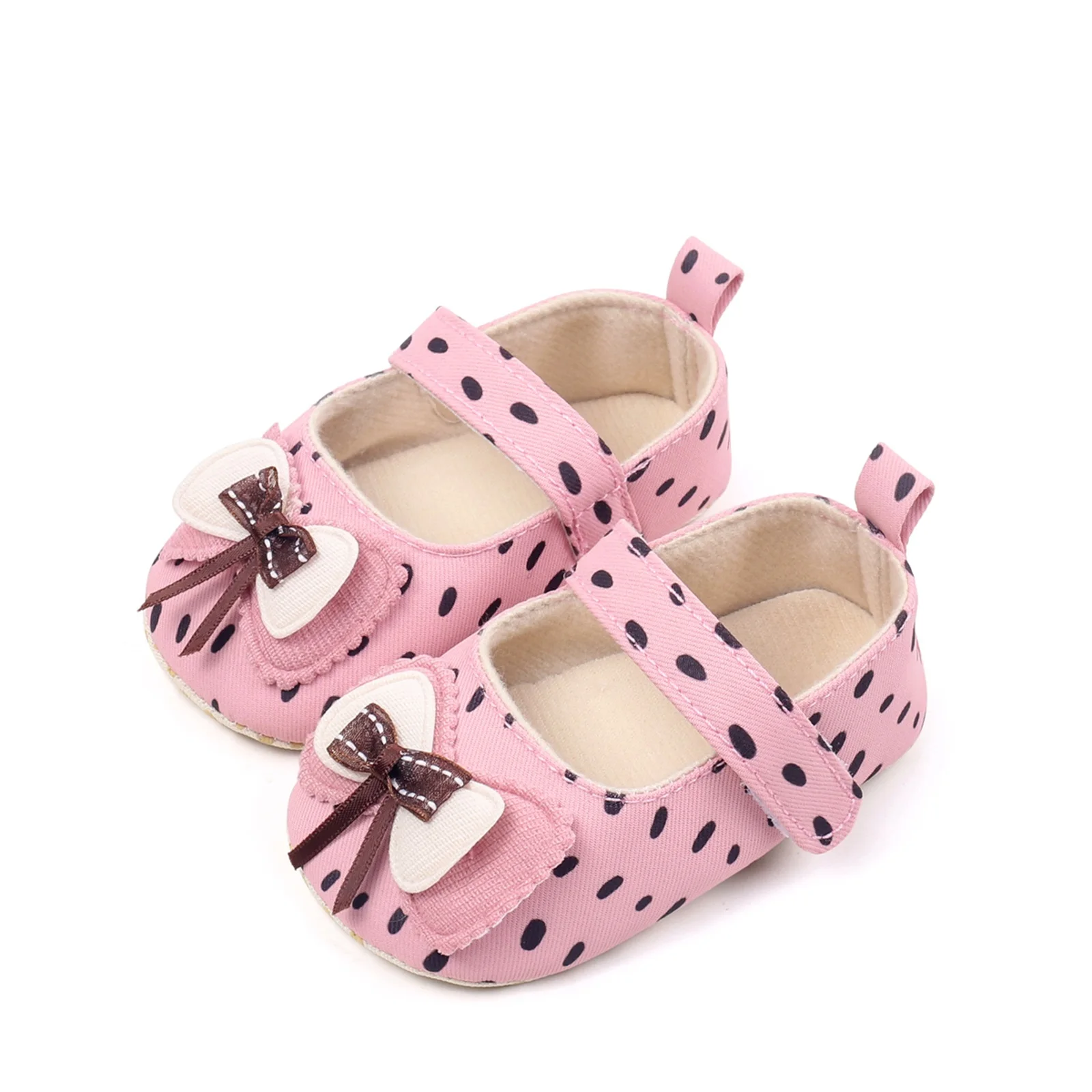 BeQeuewll Cute Baby Girls Shoes Mary Jane Flats Crib Shoes Princess Bowknot Toddler Dress Hook and Loop First Walker