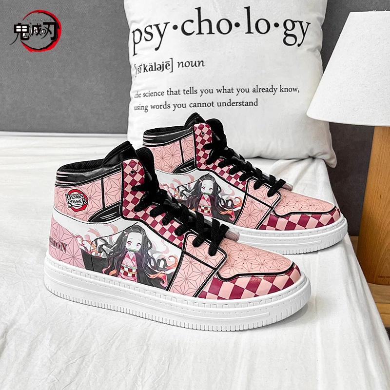 Demon Slayer Cartoon Anime Sneakers Kimetsu No Yaiba Cute Nezuko Cosplay Casual High Top Shoes Anime Scarpe Da Corsa Regalo Di Compleanno