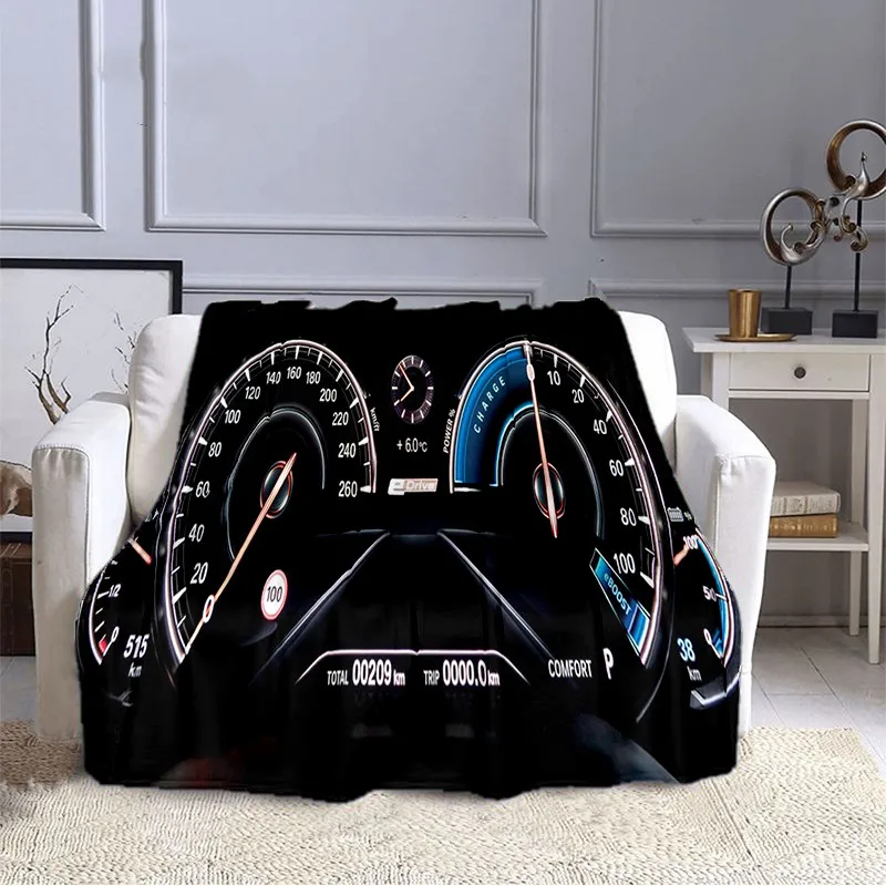 Fashion Blanket Car Dashboard Motorcycle Pattern Flannel Throw Blanket for Children Adult Car Enthusiasts Soft Warm All Seasons