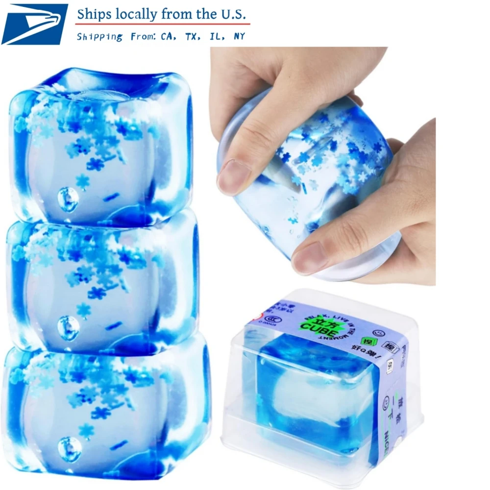 3-Pack Squishy Ice Cube Stress Balls, Sensory Squishy Ice Toys Squishy Balls For Adults Anxiety Relief - Fun Fidgeting Stress Ba