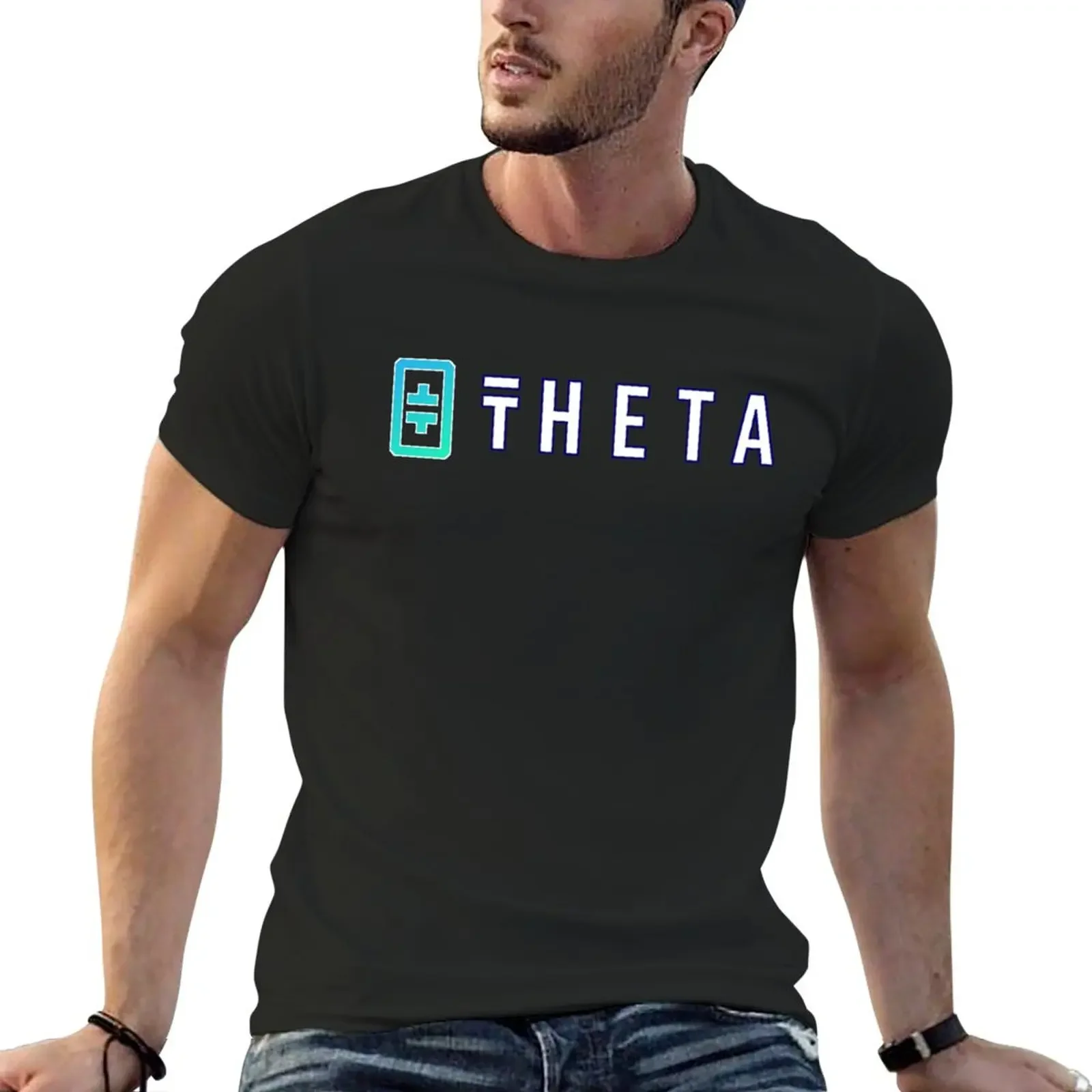 

THETA Crypto White Logo T-Shirt heavyweights cute clothes customs design your own men t shirts