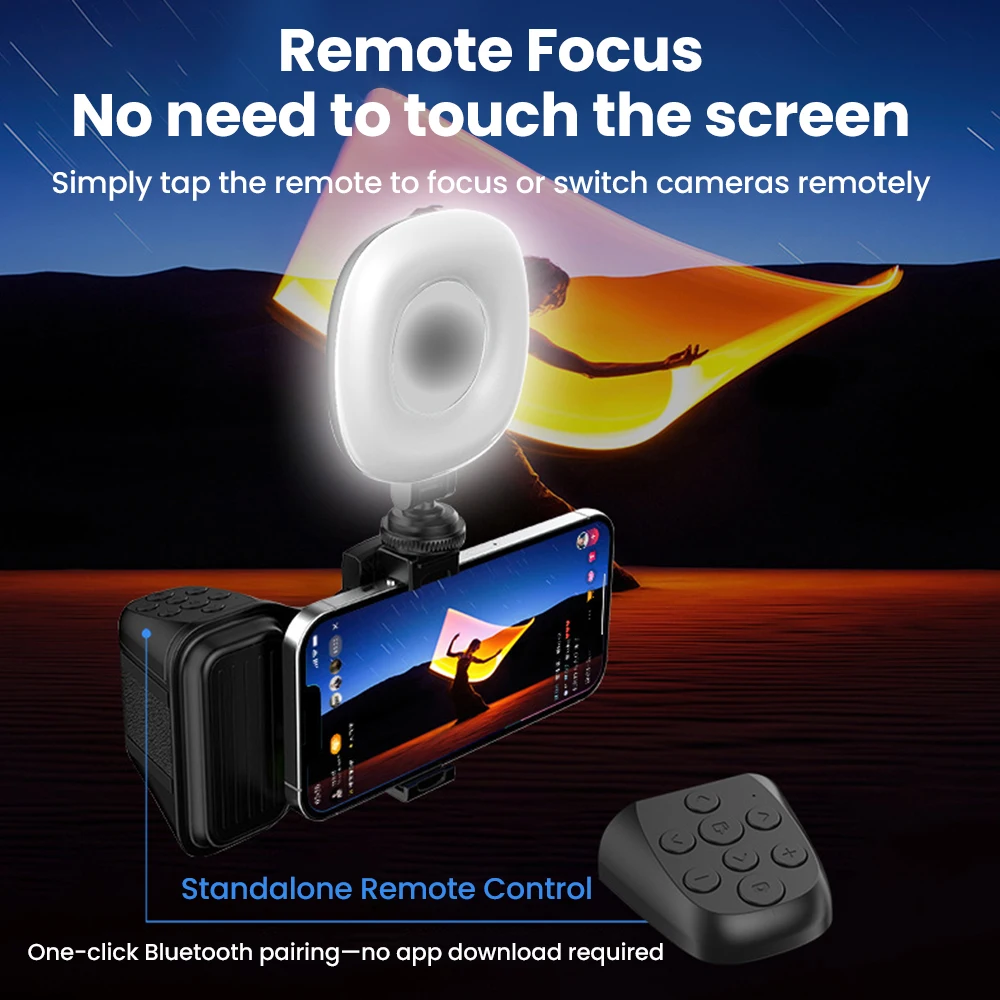 Wireless Bluetooth Stabilizer with Selfie Controller & Fill Light