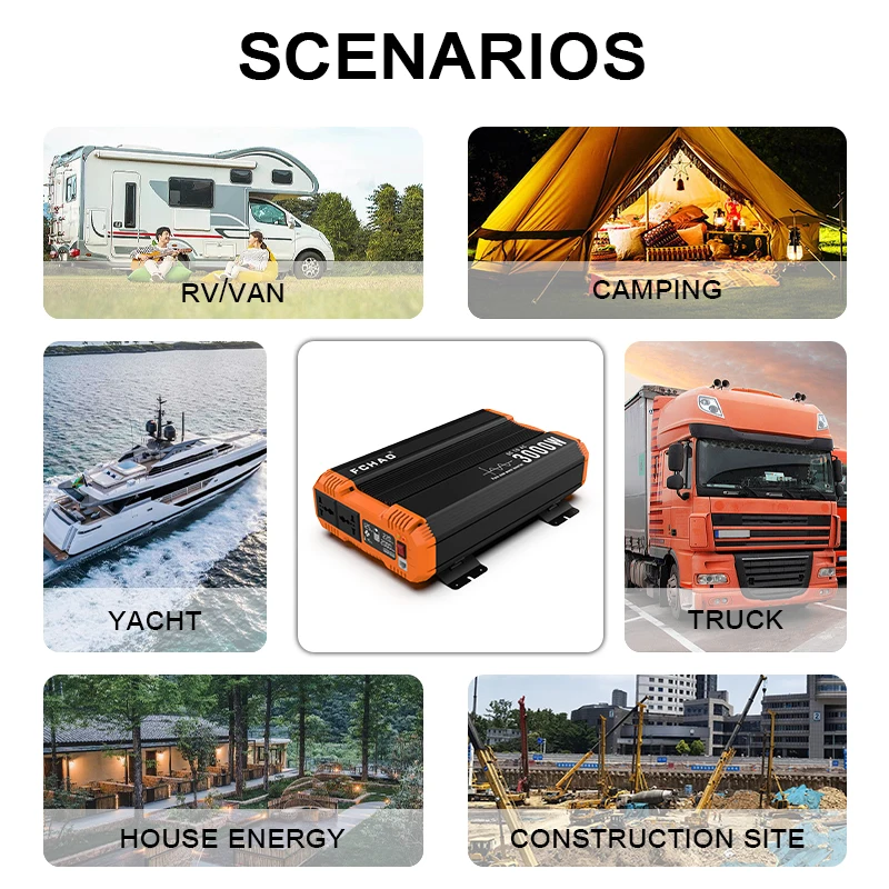 FCHAO Pure Sine Wave Inverter 12V 24V 48V To 220V 230V LCD Display Auto Accessories Power Converter For Home Camping And RV 3