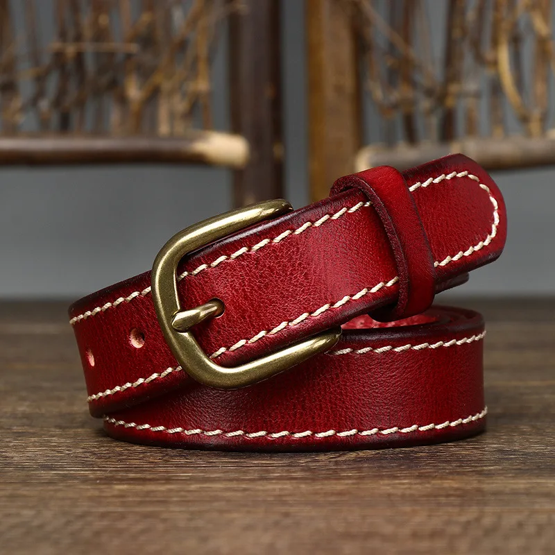 brown belt women 2.8cm Width Women Belt Designer Female Belt Genuine Leather Belts Cowskin Strap Pin Buckle Belts Fancy Vintage for Jeans wide belts