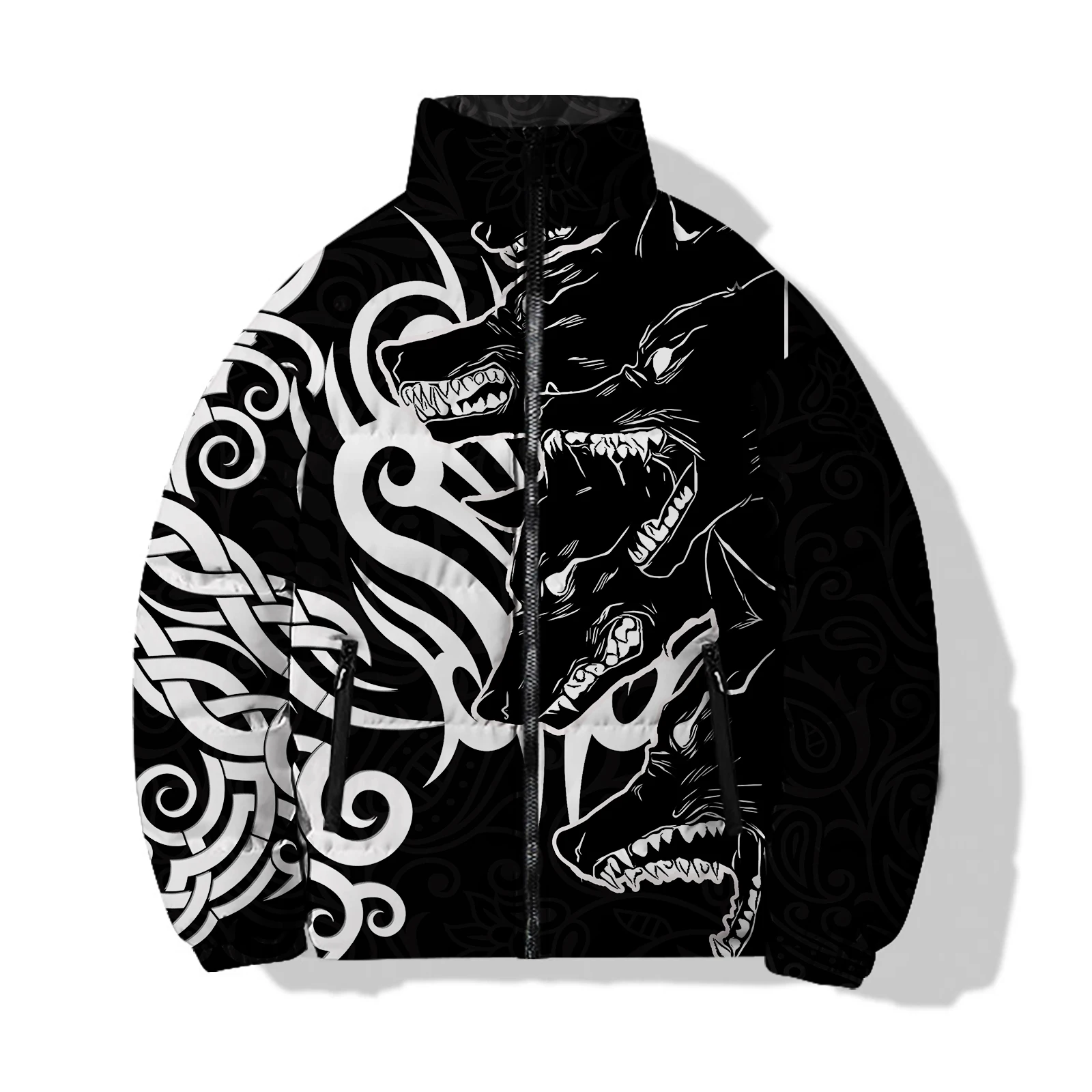 Chaquetas de invierno para hombre con diseño de lobo, novedosas y modernas chaquetas de plumón, abrigos de invierno para hombre, acolchado moderno, calidez animal, impresión 3D, duraderas, para hombre