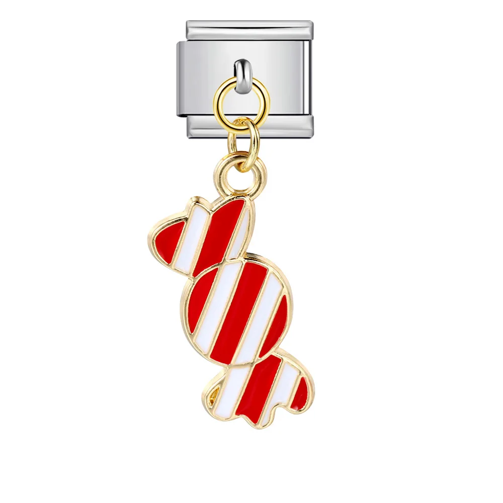 Romantische Weihnachten Schneemann Süßigkeiten Glocke Elch Hirsch italienische Links Charme passen 9mm Edelstahl Armband Schmuck DIY machen – Detail 7
