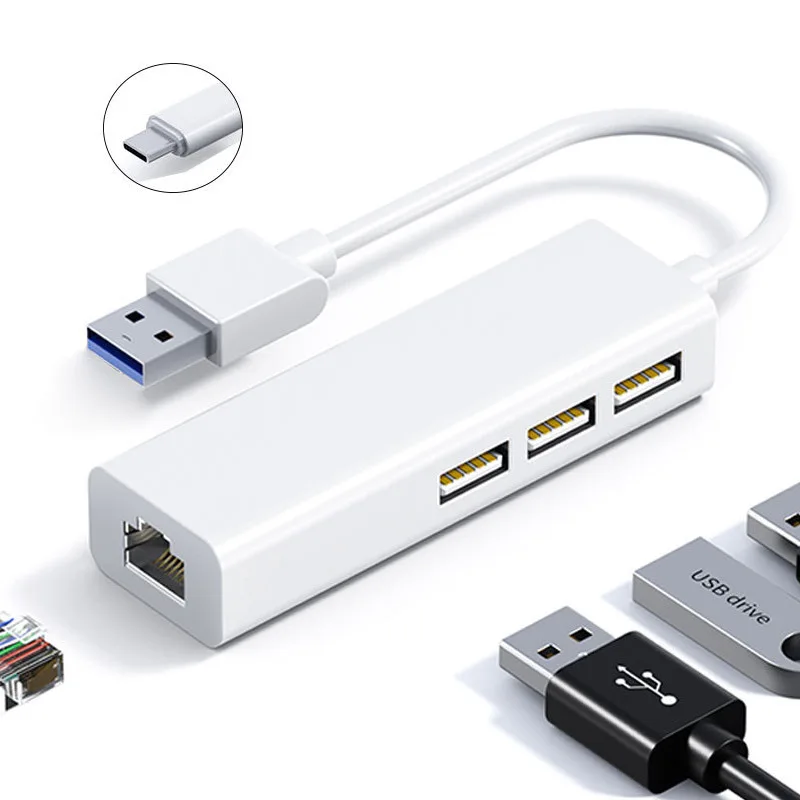 100Mbps USB C Network Card USB To RJ45 Ethernet Lan Adapter 3 USB 2.0 ...