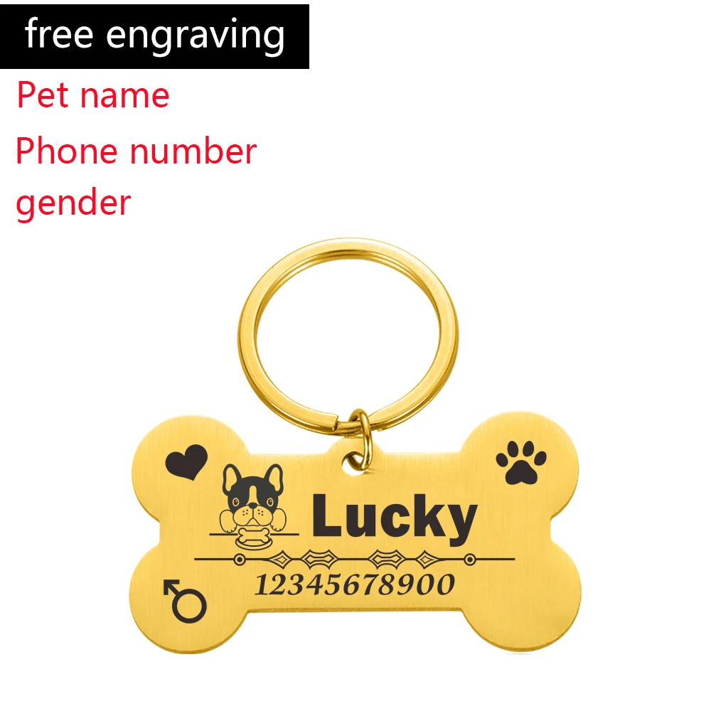 Free Engraving Dog ID Tags Personalized Pet Name Tel Gender Anti-lost Nameplate Pendant Customized Dogs Pets Collar Accessories 