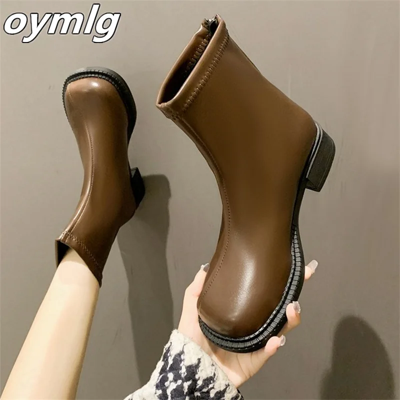 Boots Women's 2022 Fall New Women's Boots Chunky Heel Mid Cowboy
