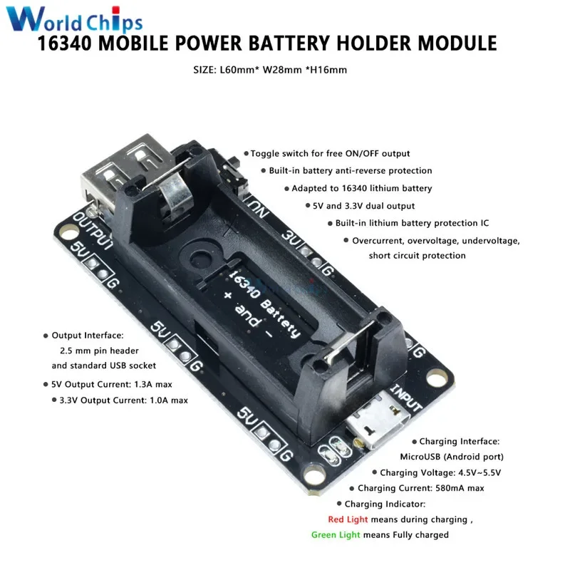 รูปสินค้า โมดูลชาร์จแบตเตอรี่ลิเธียม ESP32 สำหรับโปรเจกต์อิเล็กทรอนิกส์