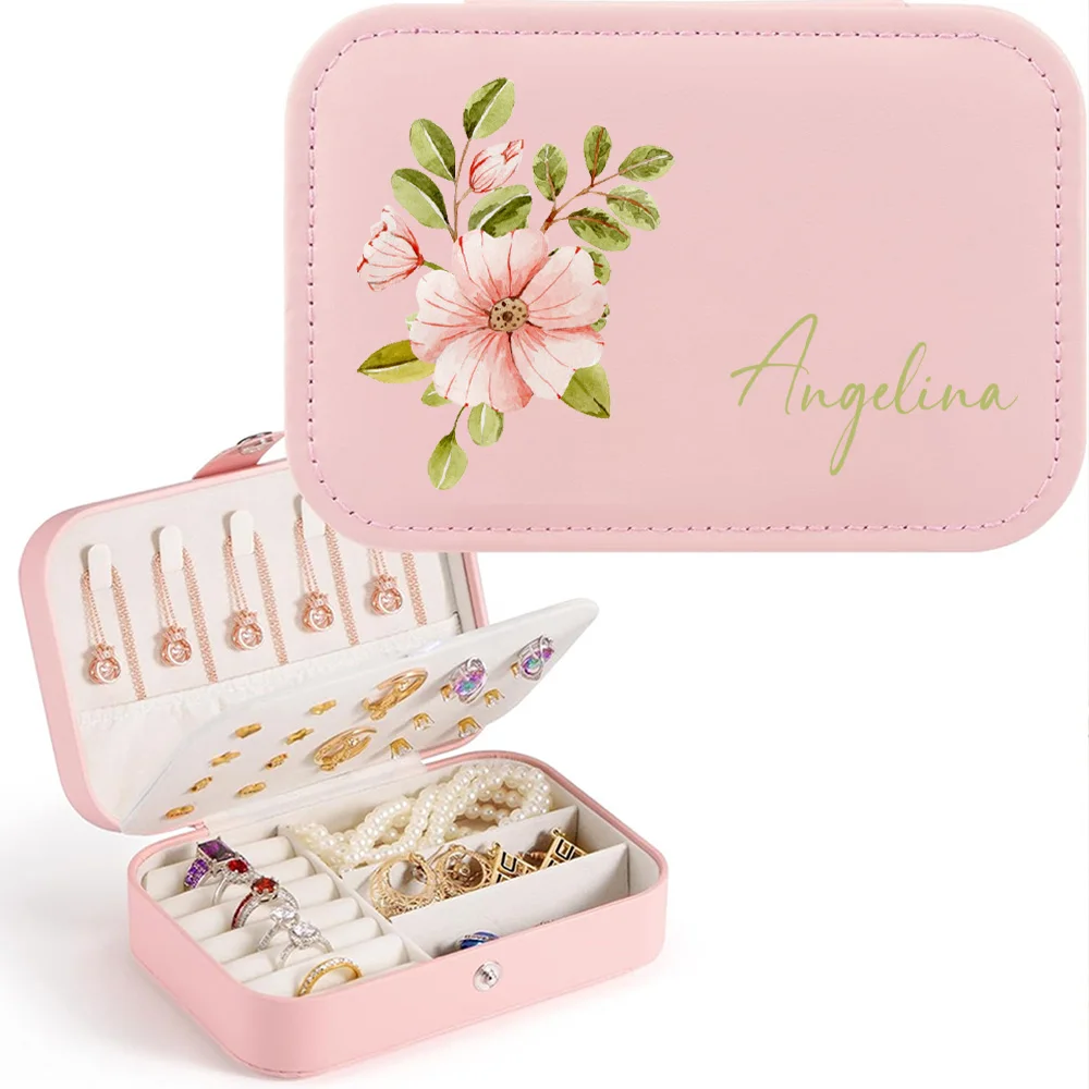 Elegant Personalized Purple Flower Jewelry Box with Custom Name – Perfect Gift