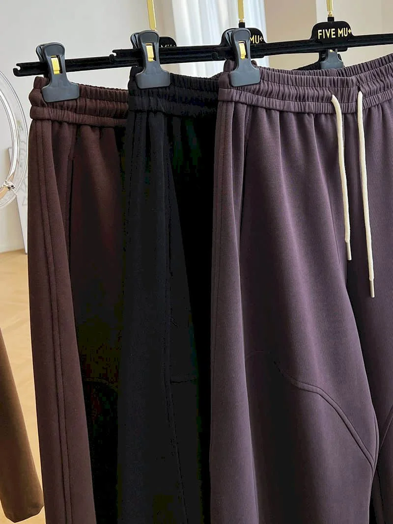 Solid Lantern Pants Women Vintage Trousers Korean Style Casual Vintage Elastic Waist Drawstring Loose Streetwear Women Clothing