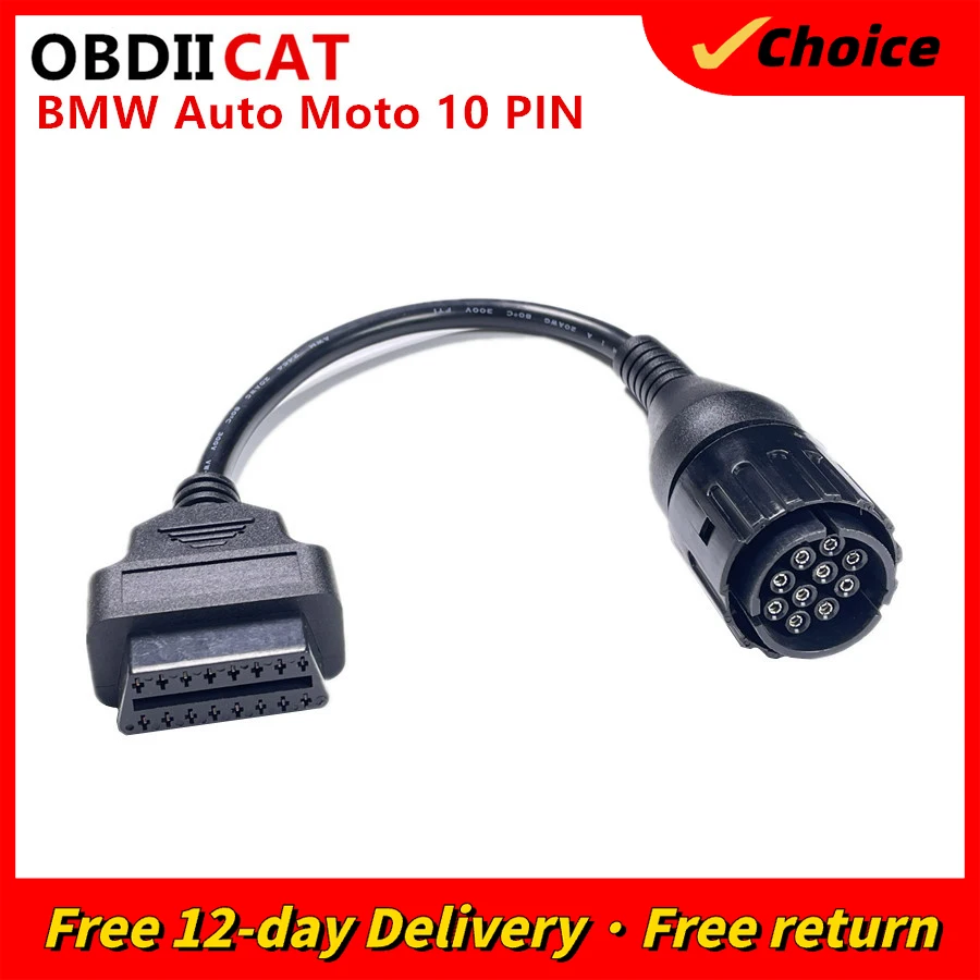 Cable Icom-d De Motocicletas Para -bmw 10 Pines A 16 Pines Obd2 Diagnóstico Afortunado Sencillez