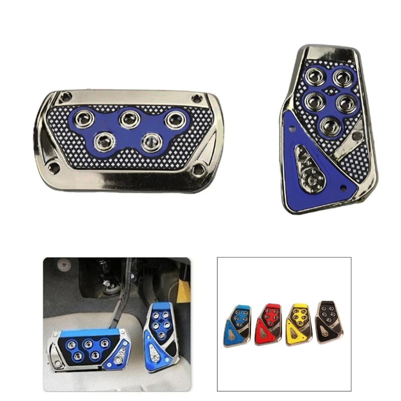 Pedal Pads Covers 2pcs Universal For Non-Slip Automatic Gas Brake Foot Pedal Pad Cover Car Accessories Interior Details Car Brake Vehicle Pedal(Blue