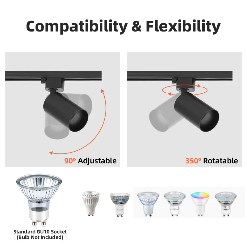 Full Set Track Light Led Ceiling Rail Lights Replaceable GU10 Light Source Spotlight for Living Room Bedroom Led Spot Track Lamp 4