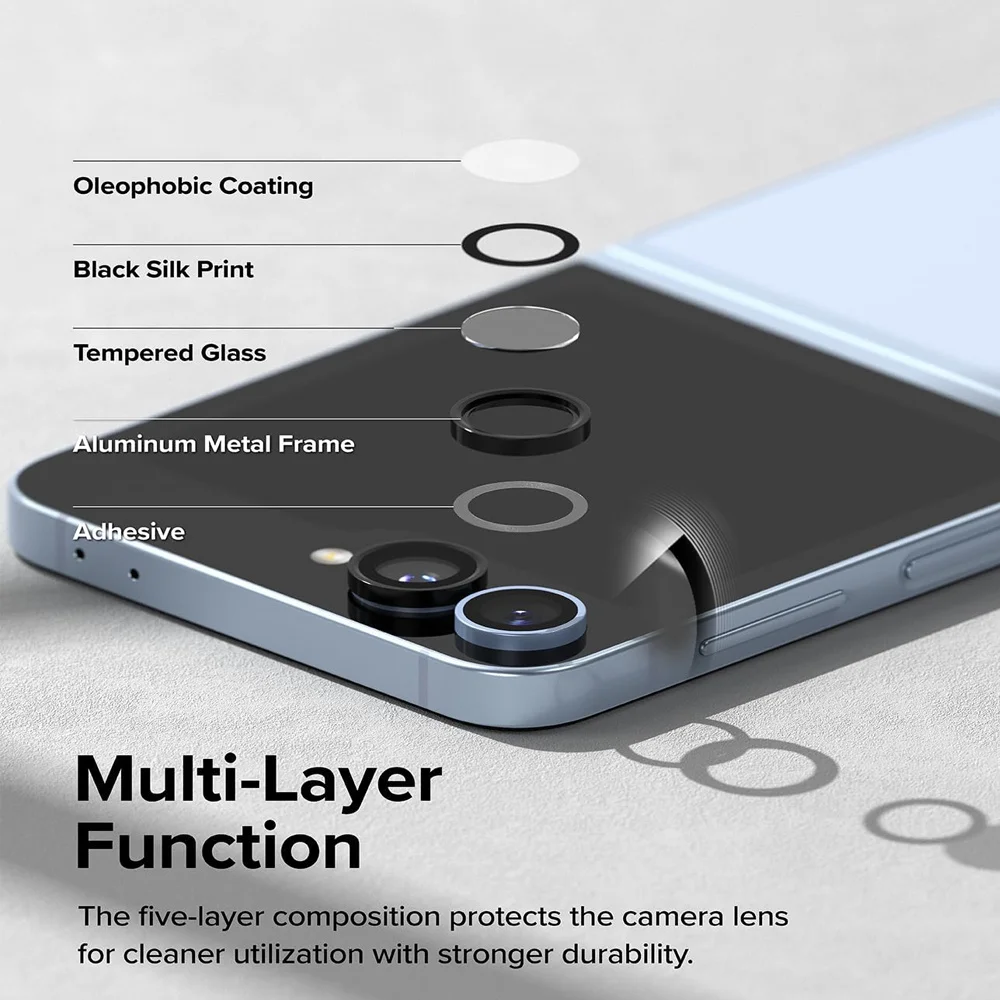 Enhanced Camera Screen Protector for Samsung Galaxy Z Flip7 - Metal Ring Lens Film with Tempered Glass