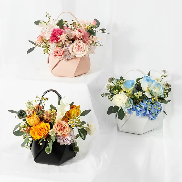 Anyák Napi Bőr Virág Kosár Kézitáska Csomagoló Doboz Anya Ünnepi Ajándék Születésnapi Esküvői Ajándékok Csomagolás - Image 2