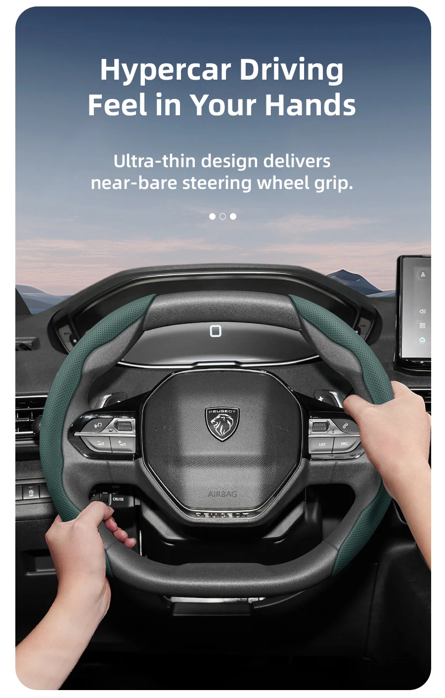 Passend für Peugeot, atmungsaktive Löcher, Leder-Lenkradbezug, segmentiert, 206 208, 3008, 308, 207 307, 2008, 508, 5008, 407, 107 106 – Detail 9
