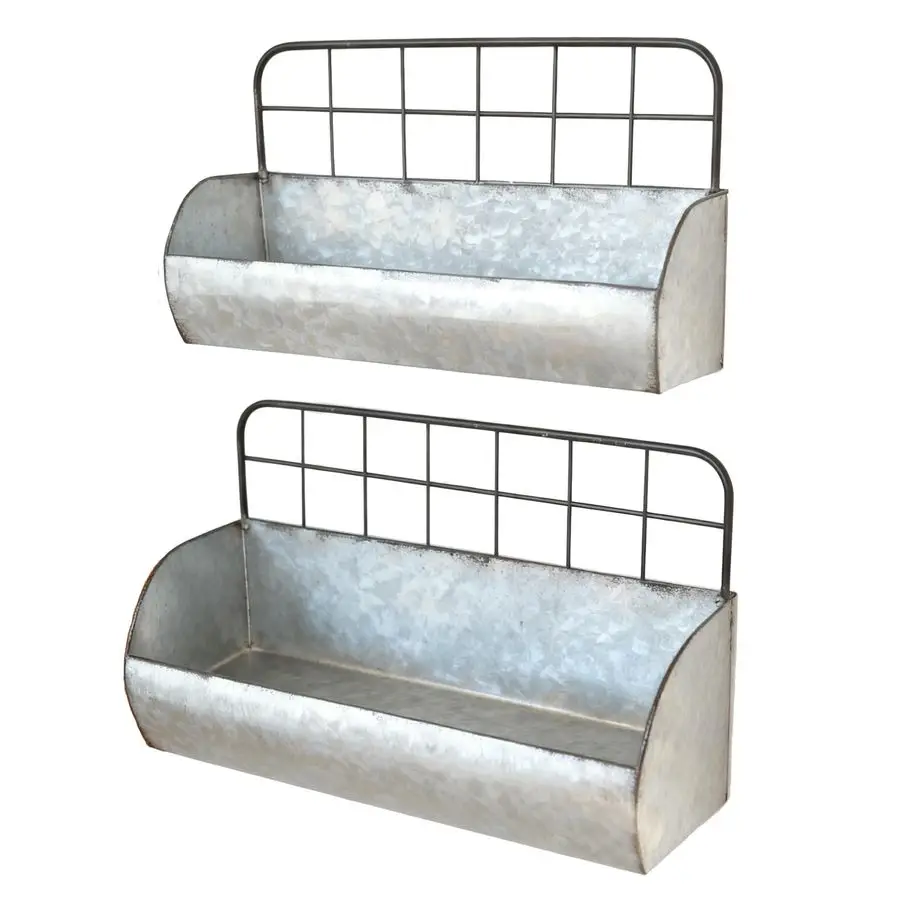 Metal Farmhouse Wall Storage Holder Rustic Tin Shelves for Kitchen ...