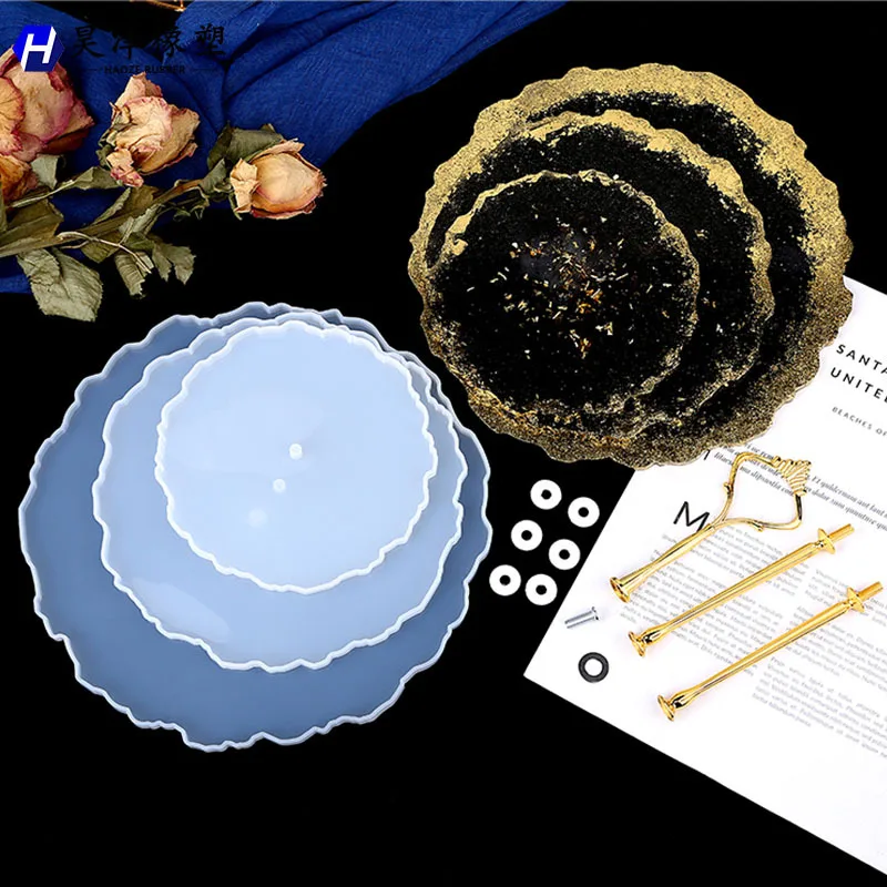 Three-layer Fruit Trays Epoxy Resin Molds DIY Tea Plate Disc Silicone Mould For Resin Casting Home Decoration