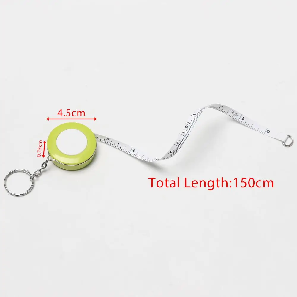 150cm/60Inch Candy Color Soft tape measure measuring tape measuring ruler 4.5*0.75cm Mini Retractable Double Scale Keychain Tape Measure Keychain Measuring Gadget