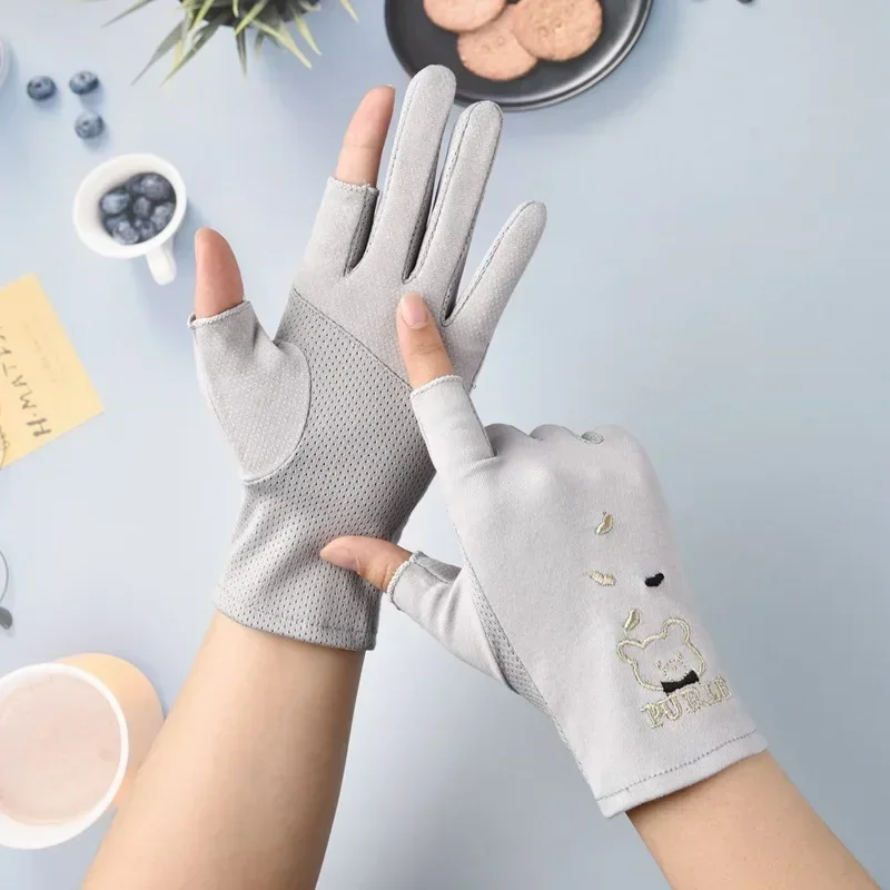Ultra-Thin Elasticity Tulle Mesh Gloves Elegant Women Sexy Black Sunscreen Gloves Female Anti-UV Driving Car