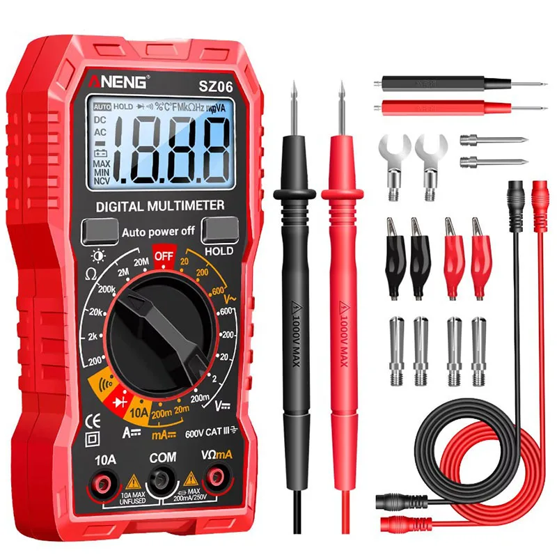 Digital Multimeter SZ06 Digital Multimeter Voltage Resistance Meter AC/DC Ammeter 600V Voltmeter Multimetr Electrician LCD Backlight Ohm Test