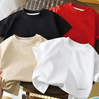 2025 Children's Cotton Short Sleeve White Red Black T-shirt Girls' Summer Baby Clothes Kids Boys' Tops 1